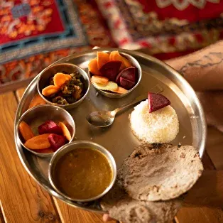 Wholesome Saatvik Meals at Abhayaranya Yoga Ashram, Rishikesh Nutritious and balanced saatvik meals served at Abhayaranya Yoga Ashram in Rishikesh, prepared with fresh ingredients to support yogic lifestyle and well-being.