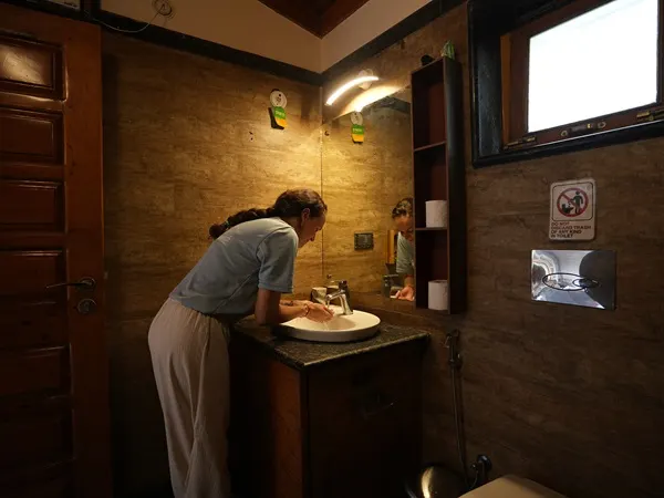 Modern twin sharing accommodation in Rishikesh yoga center Modern twin accommodation for yoga students in Rishikesh